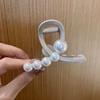 Accesorios para el cabello coreanos, tocados, pinza mediana de perla francesa, pinza acrílica para el cabello, elegante pinza de tiburón que combina con todo.