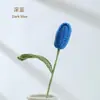 Decoración de flor de tulipán tejida a mano vertical terminada, flor artificial tejida a crochet para el Día del Maestro