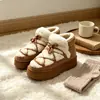 Botas de nieve de felpa con suela gruesa para mujer para otoño e invierno, forradas de forro polar y engrosadas, zapatos de algodón con plataforma que aumentan la altura, adecuados tanto para interiores como para exteriores, zapatos peludos de doble uso