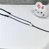 Colar de Corda Trançada com Contas de Prata Pura 999 com Pingente de Fecho de Segurança Ajustável, Combinado com Cordão Lanyard Preto e Vermelho Infantil