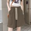 Shorts Esportivos de Cinco Pontas com Estampa de Caranguejo, Cor Sólida, Novo, Leve, Caimento Solto para Mulheres, Primavera e Outono, Cintura Alta Solta, Emagrecedor, Exportação
