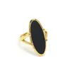 Moda de celebridad de Internet INS transfronteriza europea y americana anillo ovalado de acero de titanio de oro de 18 quilates concha natural joyería femenina avanzada que no se decolora