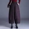 Garantia de Qualidade Temperamento Mãe Estilo Chinês Jacquard Formato Casulo Calças de Perna Larga Outono Inverno Novos Calças Casuais Calças Flor de Botão Cropped