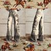 Comercio Exterior Transfronterizo Primavera y Verano Amazon Pantalones de Pierna Ancha Tubo Recto Pantalones Casuales Urbanos Pantalones Acampanados para Mujer con Estampado 3D Talla Grande