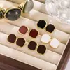 Brincos Quadrados Irregulares Esmaltados Vintage para Mulheres em Cores Melard, Brincos Outono/Inverno, Moda de Alta Costura Tendência e Versátil
