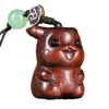 Cadena para Teléfono Móvil de Palo de Rosa Pikachu Sándalo Verde Lindo Colgante de Bolsa de Dibujos Animados Joyería para Pareja Hombres y Mujeres