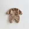 Mono de Invierno Grueso Peludo Estilo Coreano para Gateo de Bebés Niños y Niñas, Cierre de Cremallera con Forro de Felpa, Traje Cálido para Salir