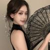 Abanico de Encaje Plegable Estilo Loli Oscuro Gótico Lolita Estilo Japonés Video en Línea Abanico de Mordida Bloqueador Facial Contrarrestando Vestido