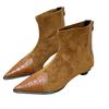 Botines de mujer con costuras retro de punta 2024 otoño e invierno forrados de vellón Xiao Mao con botas delgadas elásticas marea