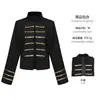 Abrigo corto retro estilo Steampunk con cuello alto para mujer, chaqueta medieval de corte con ribete dorado, disfraz de cosplay para fiesta temática y actuación
