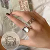 Anel Coréia do Sul feminino moda personalidade retrô versátil corrente anel de dedo costura anel geométrico pulseira amigas