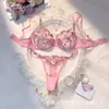 Conjunto de Sujetador de Malla Floral Bordado Súper Hermoso Dulce y Sexy Lencería Floral Fresca Conjunto de Sujetador Francés 24088