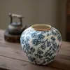 Vaso Cerâmico Estilo Chinês Retrô Jingdezhen Armário de Exibição Vaso de Cerâmica Aplique Estilo Zen Entrada Sala de Estar Bancada Ornamento Decorativo