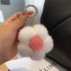 Lindo llavero con colgante de flor de pelo de visón para coche, con forma de corazón de niña, bola de peluche, adorno colgante para bolso, regalo de cumpleaños
