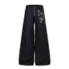 Estilo oscuro creativo estampado de flor de espada fuente jeans de pierna ancha para hombre diseño de alta calle personalidad sueltos pantalones largos moda hip-hop