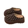 Sapatos Birkenstock de sola grossa para mulheres, vestuário outdoor, novidade outono e inverno 2026, chinelos de algodão com forro de veludo e pele, sola plataforma, bico fechado, meio chinelos, mais vendidos