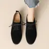 Coleção outono 2026 estilo coreano: mocassins retrô modernos com cadarços, sapatos de corte profundo, com sola reta, sapatos pequenos de couro estilo britânico para mulheres