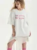 Camiseta de manga corta 100% algodón puro, elegante y casual, estilo europeo y americano, versátil, favorecedora, con estampado de letras, top hip-hop