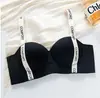 Sutiã com Alça de Ombro de Letra para Levantar Seios Pequenos de Mulheres, Push-Up e Aumento, Suporte Superior Sem Costura para Seios Secundários, Sutiã Ajustável Anti-Queda