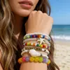 Pulsera Elástica de Cuentas de Arroz Bohemio Multicapa Transfronteriza Europea y Americana Set de Pulseras para Mujer de Color Contrastante de Nicho
