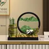 Nova Pintura de Areia Chinesa da Sorte com Fluxo Contínuo Ampulheta 3D Artesanato em Liga Decoração de Mesa Ornamento Descompressor Presente para Amigos