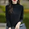 Camiseta base de cuello semi-alto para mujer 2026 nuevo top de punto estampado de primavera y otoño suéter de punto de otoño e invierno para mujer