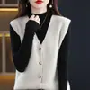 Chaleco cárdigan de punto de moda con cuello en V para mujer Otoño Invierno Nuevo Suéter de lana holgado Abrigo Chaleco Chal Tendencia