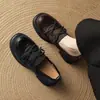 Zapatos Planos de Punto Negros con Lazo Vintage Chuyuji para Mujer 2026 Otoño/Invierno Nuevos Zapatos de Suela Gruesa de Tacón Alto de Corte Profundo