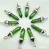 Colgante de Piedra de Cristal Natural Ágata Vidrio Hexágono Colorido Columna Bala Péndulo Collar Europeo y Americano Joyería