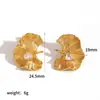 Pendientes de Acero Inoxidable con Textura de Hoja de Diamante Estilo Ins Transfronterizo Pendientes para Mujer Modernos de Gama Alta Pendientes de Acero de Titanio Oro de 18K