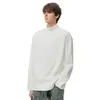 Roupas Masculinas TUTM Algodão Pima Estilo Básico Cor Sólida Gola Redonda Manga Longa Camiseta Masculina Nova Outono Camada Base Superior Cinza Escuro