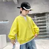 Sudadera para Niños Estilo Dos Piezas Falsas Cuello en V Primavera y Otoño Nuevo Estilo Artesanía con Pedrería Holgada Estilo Coreano Manga Larga para Niños Medianos y Grandes Ropa de Moda