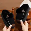 Chinelos de Algodão para Crianças Couro Impermeável Macio Antiderrapante Pelúcia Espesso Pai-Filho Adulto Casal Casa Inverno Quente Sapatos de Algodão Inverno
