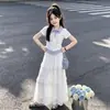 Camiseta de Manga Corta con Cuello Polo, Moderna y Única, para Niños Mayores; Falda Dulce de Encaje para Verano; Conjunto de Dos Piezas Suave Estilo Coreano