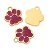 Liga Colorida Pingente de Pegada de Cachorro com Gotejamento de Óleo Tag de Gato com Glitter Pingente de Joia de Garra de Urso Feito à Mão DIY