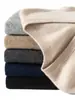 Suéter de cachemira con cuello en V para hombre, 100% cachemira pura, jersey casual de negocios, corte holgado, camiseta básica de cachemira de color liso