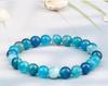 Pulsera de Cuentas de Cristal de Ágata Rayada Morada Más Vendida Transfronteriza Juego de Tres Piezas Pulsera Elástica Pulsera de Cuentas Hecha a Mano Venta al Mayoreo
