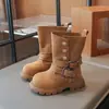 Botas Martin Estilo Británico para Niñas Otoño/Invierno Antideslizantes Resistentes al Desgaste Botas de Cuero hasta Media Pantorrilla para Niños Botas Cortas Plegables Meilade para Niños