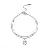 Pulsera de acero de titanio cortado anillo colgante de cruz con cadena de cuentas pulsera de cadena de doble capa diseño de nicho pulsera de acero inoxidable