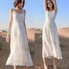Falda lencero de algodón y lino teñida blanca, estilo nuevo, estilo étnico para playa, turismo en Yunnan, Lijiang, Sanya, Xinjiang, Tailandia.