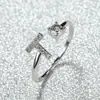 Anillo con Letra de Oro Rosa Nuevo de Amazon Transfronterizo Anillo Abierto con Diamante Blanco Joyería de Mano Anillo Único Personalizado Venta al por Mayor