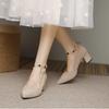 Zapatos de Tacón Alto de Una Correa para Mujer, Nuevo Diseño Verano y Otoño 2026, Elegante Adorno de Perlas, Adecuados para Combinar con Vestidos, Zapatos de Tacón Grueso Medio