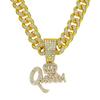 Nuevo hip-hop transfronterizo corona de aleación de zinc letras QUEEN colgante de diamantes completos temperamento personalidad collar joyería al por mayor