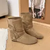 Hebilla de Cinturón de Cañón Corto Estilo Western Nuevo Estilo Americano Botas para Mujer Rad Fashion Botines Versátiles Mujer 2026 Aumento Oculto de Altura
