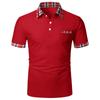 Camisa Polo a Cuadros Bloque de Color con Bolsillo de Botón para Hombre de Manga Corta, Cuello Puntiagudo, Corte Holgado, Comercio Exterior Transfronterizo de Amazon Europeo y Americano