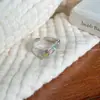 Anel Aberto de Pedra Olho de Gato Dopamina de Verão para Mulheres, Design de Nicho, Anel Ajustável para Dedo Indicador, Anel Exquisito e Versátil
