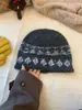Gorro de Tricô Estilo Fair Isle com Padrão Xadrez Diamante e Barra Rebatida para Mulheres, Novo Chapéu Pulôver Quente e Aconchegante para Outono e Inverno, Chapéu para Clima Frio
