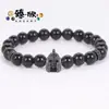 Superventas Amazon Europeo y Americano Transfronterizo Ágata Negra Casco Espaciador Metálico Joyería de Gama Alta de Moda Pulsera Al por Mayor