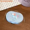 Estuche lindo y simple para lentes de contacto de cachorro con lunares, estuche de lentes de contacto moderno, estuche compañero, estuche de cuidado para lentes duales, compacto y portátil