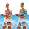 Amazon AliExpress venta caliente nueva europea y americana de gasa con estampado de serpiente blusa de playa chaqueta de bikini traje de baño blusa